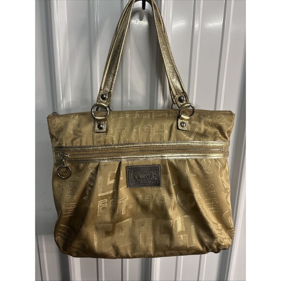 Coach Poppy Gold Shoulder Bag Y2K - Picture 1 of 11
